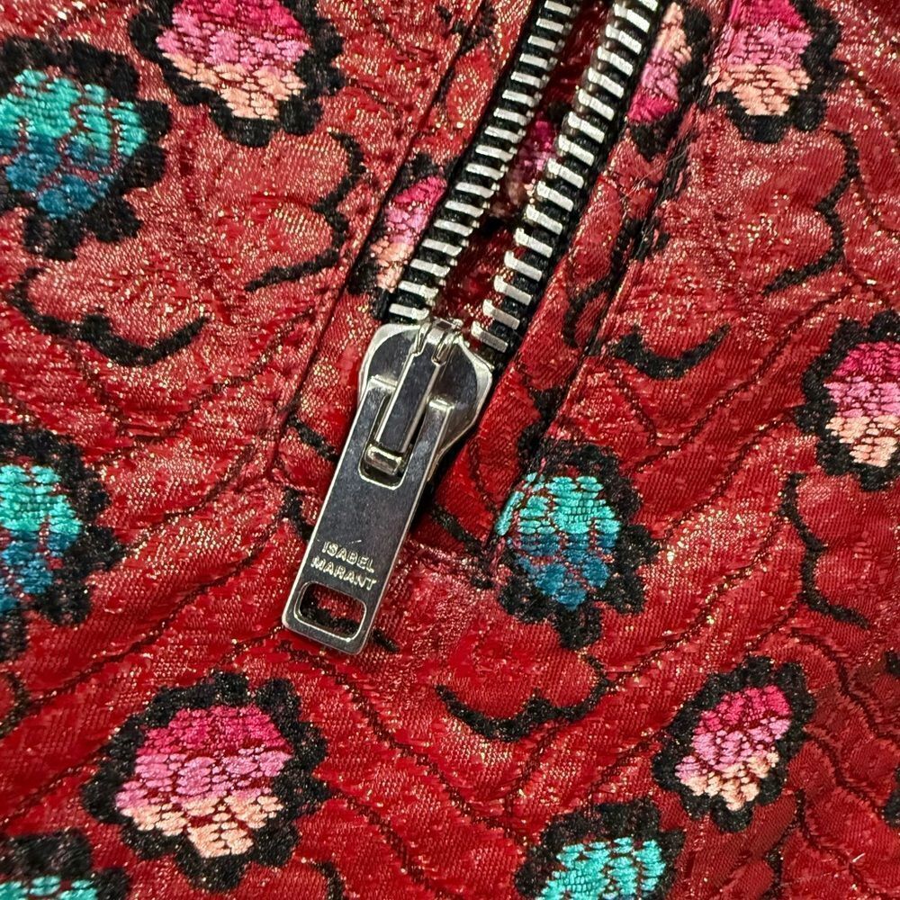 Isabel Marant Embroidered Leather Trim Moto Jacket Size S - Picture 4 of 8